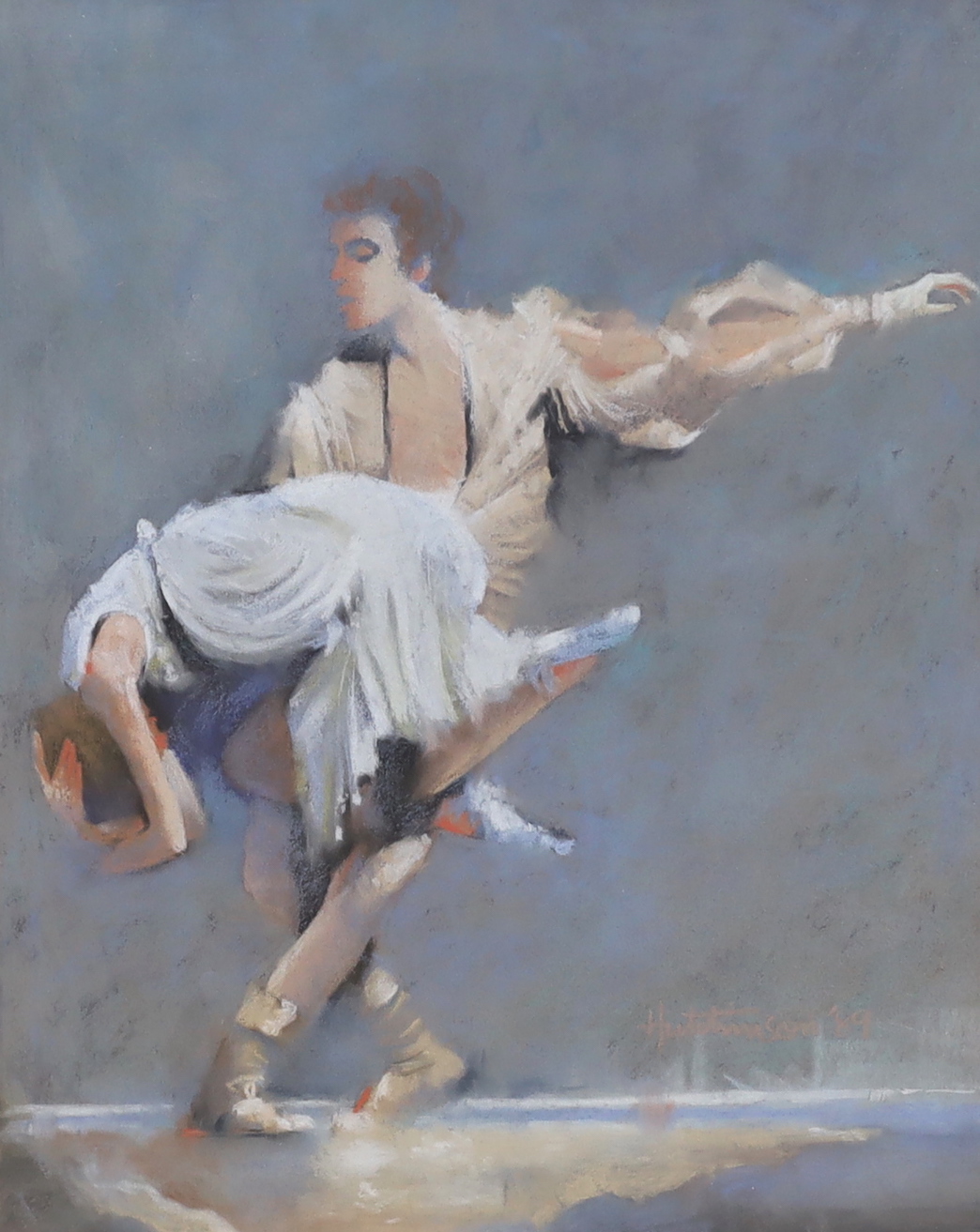 Hutchinson (contemporary), pastel, Two ballet dancers, signed and dated '89, 60 x 47cm